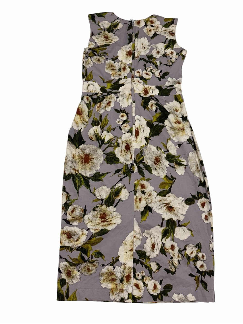 SAMANTHA SUNG Lavender-Gray Floral Midi Sheath Dress, pre-owned - Picture 2 of 14